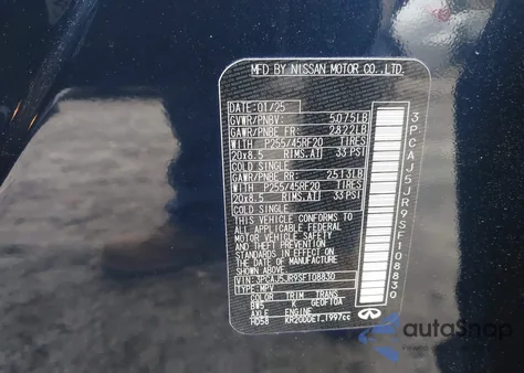 2025 Infiniti Qx55 Luxe Awd z USA, uszkodzony, nr VIN 3PCAJ5JR9SF108830